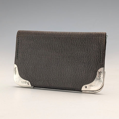 1902 年英國古董純銀裝飾小號皮革皮夾票夾